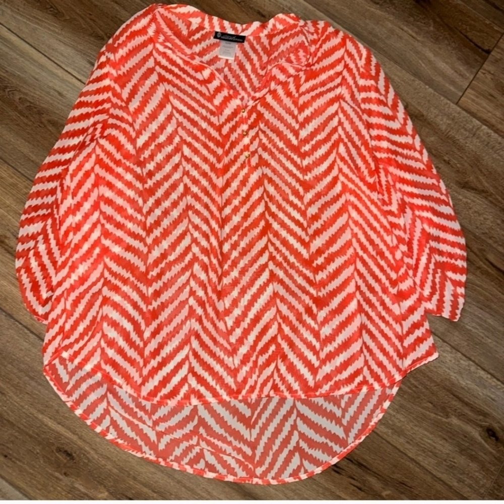 Signature Studio Orange 3/4 Sleeve Blouse Xl